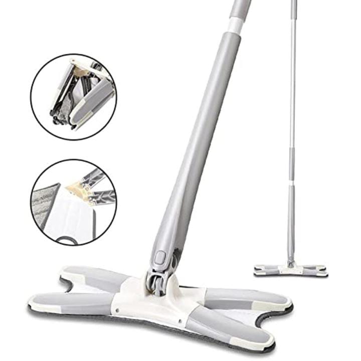 X Mop Manual Extrusion Hand-free Flat Squeeze Mop X-Type Microfiber Squeezing Twist Mop Household Cleaning Tool